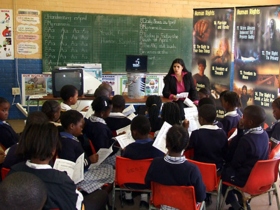 South African students study Youth for Human Rights materials in class